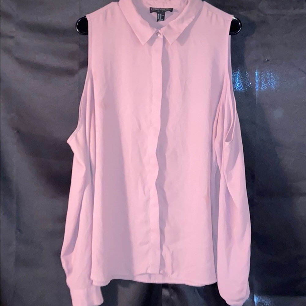 Open Shoulder Pink Blouse